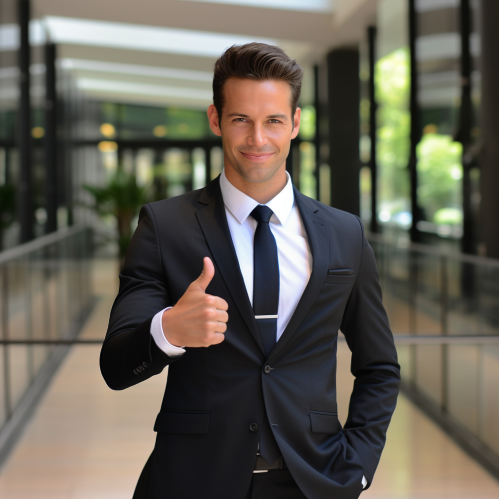 young-businessman-gives-thumbs-up-captured-with-meticulous-attention-detail